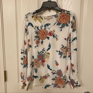 Loft floral long sleeve blouse size XSP